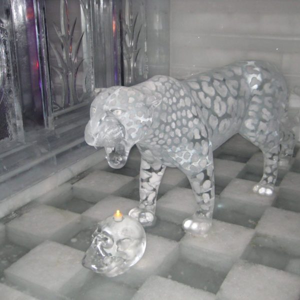 Glass tiger sculpture on display near Fairbanks Alaska