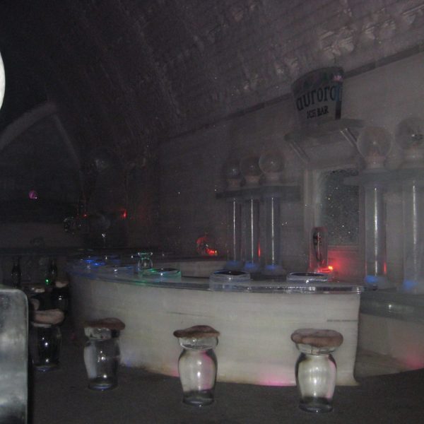 Room filled with snow-carved sculptures on display in Fairbanks Alaska