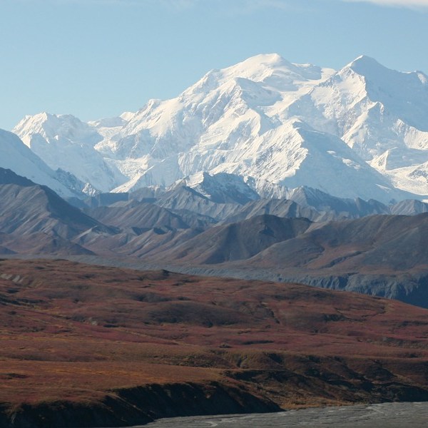 Scenic canyon landscape with mountain backdrop near Fairbanks Alaska