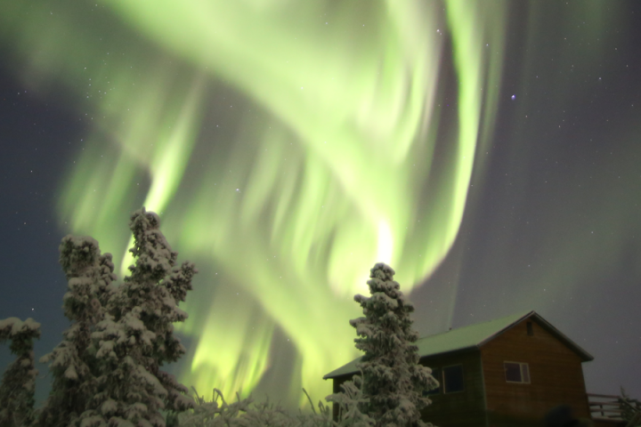 a rainbow in the background