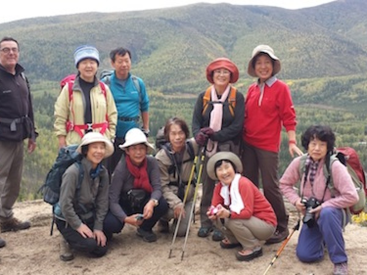 Tour guests hiking at Angel Rocks near Chena Hot Springs Alaska