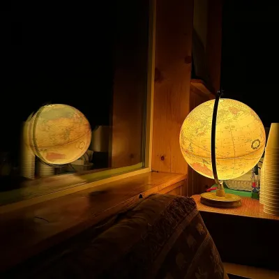 a lamp that is sitting on a table