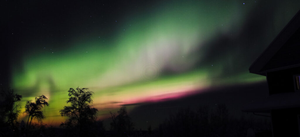 a rainbow in the sky